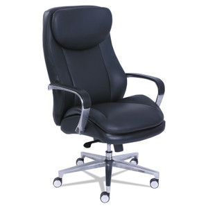 La-Z-Boy Commercial 2000 High-Back Executive Chair, Supports Up to 300 lb, 20.25" to 23.25" Seat Height, Black Seat/Back, Silver Base (LZB48958) View Product Image