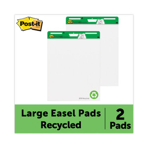 Post-it Easel Pads Super Sticky Vertical-Orientation Self-Stick Easel Pads, Green Headband, Unruled, 25 x 30, White, 30 Sheets, 2/Carton (MMM559RP) View Product Image