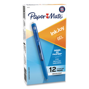 Paper Mate InkJoy Gel Pen, Retractable, Medium 0.7 mm, Blue Ink, Blue Barrel, Dozen (PAP1951721) View Product Image