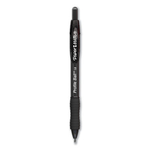 Paper Mate Profile Ballpoint Pen, Retractable, Medium 1 mm, Black Ink, Translucent Black Barrel, Dozen (PAP2095470) View Product Image