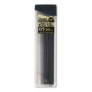 Pentel Super Hi-Polymer Lead Refills, 0.5 mm, HB, Black, 30/Tube (PENC25HB) View Product Image