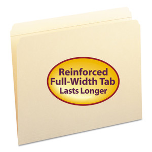 Smead Reinforced Tab Manila File Folders, Straight Tabs, Letter Size, 0.75" Expansion, 11-pt Manila, 100/Box (SMD10310) View Product Image
