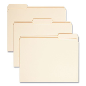 Smead Reinforced Tab Manila File Folders, 1/3-Cut Tabs: Assorted, Letter Size, 0.75" Expansion, 11-pt Manila, 100/Box (SMD10334) View Product Image