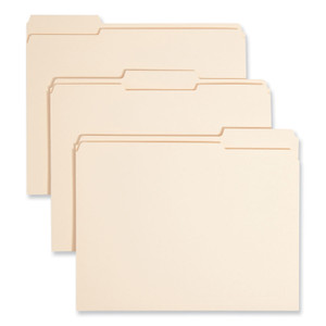Smead Reinforced Tab Manila File Folders, 1/3-Cut Tabs: Assorted, Letter Size, 0.75" Expansion, 14-pt Manila, 100/Box (SMD10434) View Product Image