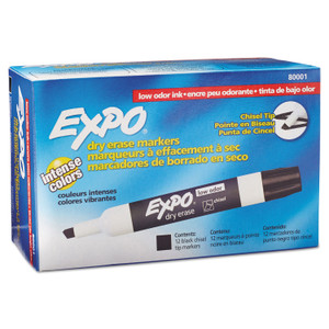 EXPO Low-Odor Dry-Erase Marker, Broad Chisel Tip, Black, Dozen (SAN80001) View Product Image