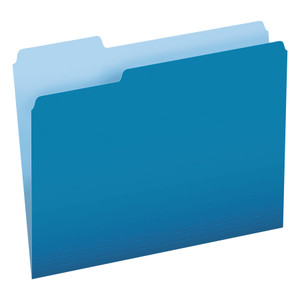 Pendaflex Colored File Folders, 1/3-Cut Tabs: Assorted, Letter Size, Blue/Light Blue, 100/Box (PFX15213BLU) View Product Image