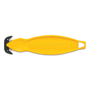 Klever Koncept Safety Cutter, 5.75" Plastic Handle, Yellow, 10/Pack (KLVKCJ2Y) View Product Image