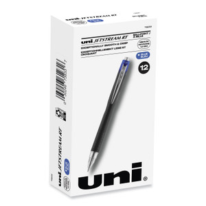 uniball Jetstream Retractable Ballpoint Pen, Bold 1 mm, Blue Ink, Black Barrel (UBC73833) View Product Image