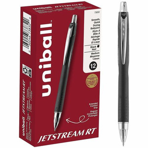 uniball™ Jetstream RT Ballpoint Pen - 1 mm Medium Pen Point - Retractable - Black Ink - Pigment-based Product Image 