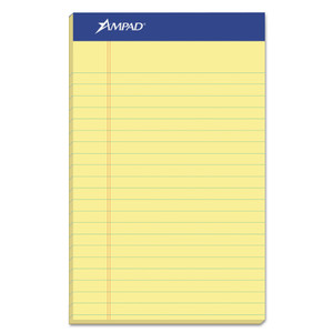 Ampad Perforated Writing Pads, Narrow Rule, 50 Canary-Yellow 5 x 8 Sheets, Dozen (TOP20204) View Product Image