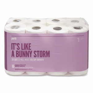 Perk Ultra Soft 2-Ply Standard Toilet Paper, Septic Safe, White, 154 Sheets/Roll, 16 Rolls/Pack View Product Image