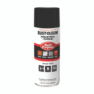 Rust-Oleum Industrial Choice 1600 System Multi-Purpose Enamel Spray Paint, Gloss Black, 12 oz Aerosol Can, 6/Carton View Product Image