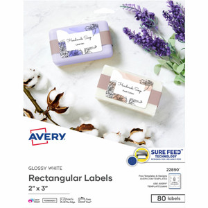 Avery&reg; Glossy White Labels, 2" x 3" , 80 Labels (22890) View Product Image
