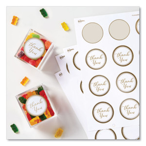 Avery Round Labels, 2" dia, White with Gold Border, 12/Sheet, 10 Sheets/Pack View Product Image