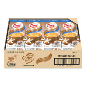 Coffee mate Plant-Based Almond Milk Non-Dairy Liquid Creamer Singles, Natural Vanilla, 0.38 oz Tubs, 200/Carton (NES42258CT) View Product Image