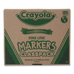 Crayola Fine Line 200-Count Classpack Non-Washable Marker, Fine Bullet Tip, Assorted Colors, 200/Box View Product Image