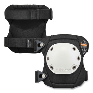 ergodyne ProFlex 300 Knee Pads, Rounded Hard Cap, Buckle Closure, One Size Fits Most, White Cap, Pair View Product Image