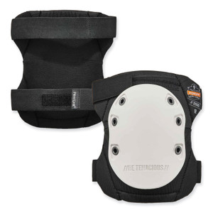 ergodyne ProFlex 315HL Abrasion-Resistant Knee Pad, Long Textured White Hard Cap, Hook and Loop Closure, Pair View Product Image