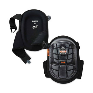 ergodyne ProFlex 345 Injected Gel Knee Pads, Long Cap, Hook and Loop Closure, One Size Fits Most, Black, Pair View Product Image