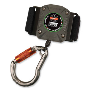 ergodyne Squids 3002 Retractable Lanyard w/Carabiner+Belt-Loop Anchor, 2 lb Max Work Cap, 6" to 48", Gray, Ships in 1-3 Business Days (EGO19302) View Product Image