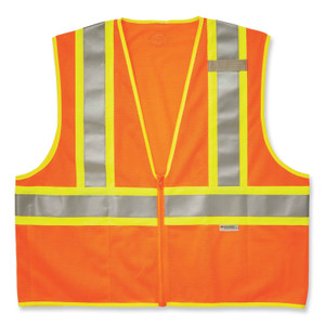 ergodyne GloWear 8230Z Class 2 Two-Tone Mesh Zipper Vest, Polyester, 4X-Large/5X-Large, Orange View Product Image
