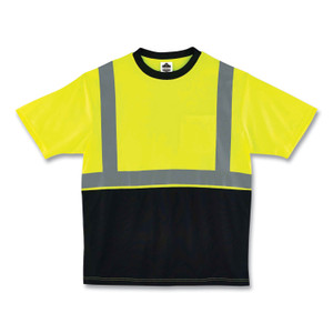 ergodyne GloWear 8289BK Class 2 Hi-Vis T-Shirt with Black Bottom, Medium, Lime, Ships in 1-3 Business Days (EGO22503) View Product Image