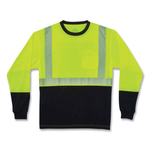 ergodyne GloWear 8281BK Class 2 Long Sleeve Shirt with Black Bottom, Polyester, Large, Lime, Ships in 1-3 Business Days (EGO22634) View Product Image