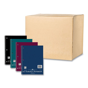 Roaring Spring Subject Wirebound Notebook, 3-Subject, Medium/College Rule, Assorted Cover Colors, (120) 10.5 x 8 Sheets, 24/Carton View Product Image