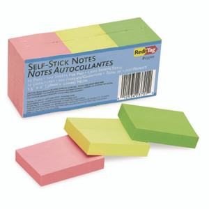 Redi-Tag Self-Stick Notes, 1.5" x 2", Assorted Neon Colors, 100 Sheets/Pad, 12 Pads/Pack View Product Image