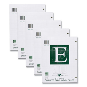 Roaring Spring Engineer Filler Paper, 3-Hole, Frame Format/Quad Rule (5 sq/in, 1 sq/in) 500 Sheets/Pack, 5/Carton View Product Image