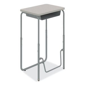 Safco AlphaBetter 2.0 Height-Adjust Student Desk w/Pendulum Bar, 27.75 x 19.75 x 29 to 43, Pebble Gray, Ships in 1-3 Business Days (SAF1224GR) View Product Image