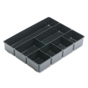 Rubbermaid Extra Deep Desk Drawer Director Tray, Seven Compartments, 11.88 x 15 x 2.5, Plastic, Black (RUB11906ROS) View Product Image