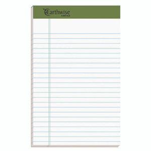 Ampad Earthwise by Ampad Recycled Paper Legal Pads, Wide/Legal Rule, 40 White 5 x 8 Sheets, 6/Pack View Product Image