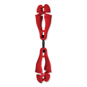 ergodyne Squids 3420 Dual Clip Swivel Glove Clip Holder, 1 x 0.6 x 5.5, Acetal Copolymer, Red, Ships in 1-3 Business Days (EGO19413) View Product Image