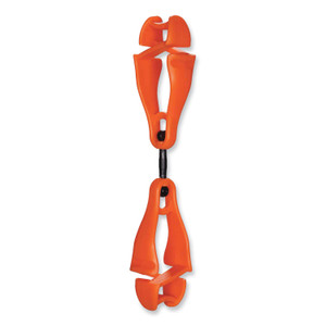 ergodyne Squids 3420 Dual Clip Swivel Glove Clip Holder, 1 x 0.6 x 5.5, Acetal Copolymer, Orange , Ships in 1-3 Business Days (EGO19418) View Product Image