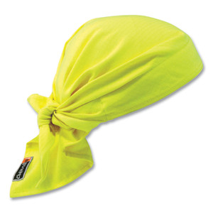 ergodyne Chill-Its 6710FR Fire Resistant Cooling Tie Bandana Triangle Hat, One Size Fits Most, Lime, Ships in 1-3 Business Days (EGO12621) View Product Image