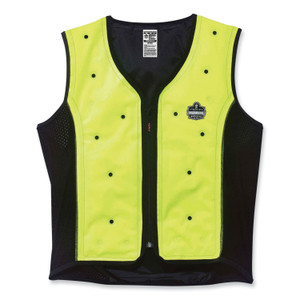 ergodyne Chill-Its 6685 Premium Dry Evaporative Cooling Vest with Zipper, Nylon, X-Large, Lime, Ships in 1-3 Business Days (EGO12675) View Product Image