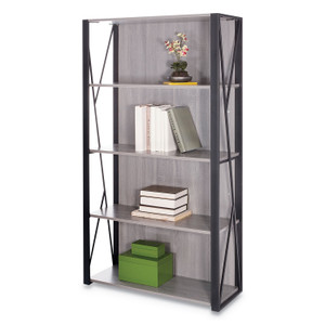 Safco Mood Bookcases, Four-Shelf, 31.75w x 12d x 59h, Gray (SAF1903GR) View Product Image