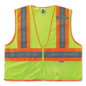 ergodyne GloWear 8230Z Class 2 Two-Tone Mesh Zipper Vest, Polyester, 2X-Large/3X-Large, Lime, Ships in 1-3 Business Days (EGO21327) View Product Image