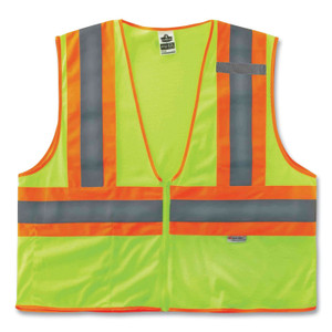 ergodyne GloWear 8230Z Class 2 Two-Tone Mesh Zipper Vest, Polyester, 4X-Large/5X-Large, Lime, Ships in 1-3 Business Days (EGO21329) View Product Image