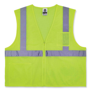 ergodyne GloWear 8256Z Class 2 Self-Extinguishing Zipper Vest, Polyester, 4X-Large/5X-Large, Lime View Product Image