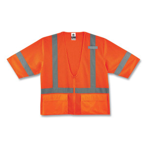 ergodyne GloWear 8320Z Class 3 Standard Zipper Vest, Polyester, 4X-Large/5X-Large, Orange, Ships in 1-3 Business Days (EGO22119) View Product Image