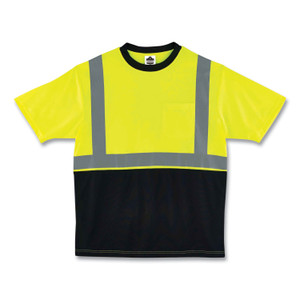 ergodyne GloWear 8289BK Class 2 Hi-Vis T-Shirt with Black Bottom, Large, Lime, Ships in 1-3 Business Days (EGO22504) View Product Image