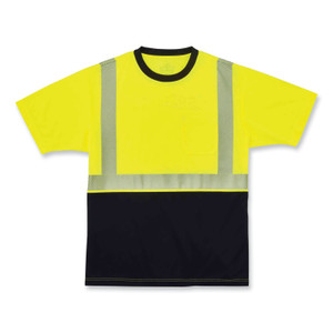 ergodyne GloWear 8280BK Class 2 Performance T-Shirt with Black Bottom, Polyester, Medium, Lime, Ships in 1-3 Business Days (EGO22533) View Product Image