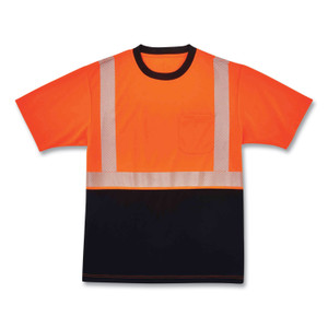 ergodyne GloWear 8280BK Class 2 Performance T-Shirt with Black Bottom, Polyester, Medium, Orange, Ships in 1-3 Business Days (EGO22583) View Product Image