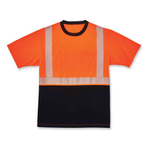 ergodyne GloWear 8280BK Class 2 Performance T-Shirt with Black Bottom, Polyester, Small, Orange, Ships in 1-3 Business Days (EGO22582) View Product Image