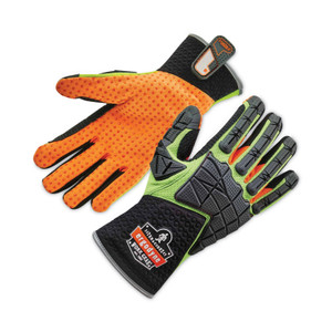 ergodyne ProFlex 925F(x) Standard Dorsal Impact-Reducing Gloves, Black/Lime, X-Large, Pair View Product Image