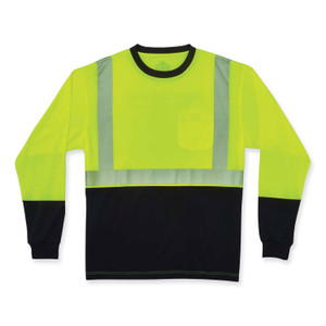 ergodyne GloWear 8281BK Class 2 Long Sleeve Shirt with Black Bottom, Polyester, Small, Lime View Product Image