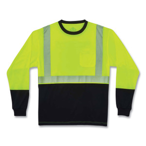 ergodyne GloWear 8281BK Class 2 Long Sleeve Shirt with Black Bottom, Polyester, 5X-Large, Lime, Ships in 1-3 Business Days (EGO22639) View Product Image