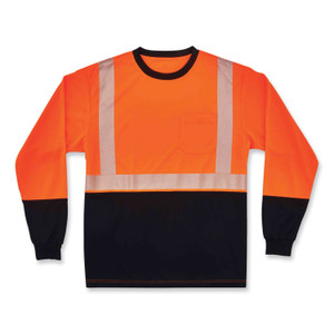 ergodyne GloWear 8281BK Class 2 Long Sleeve Shirt with Black Bottom, Polyester, Medium, Orange View Product Image
